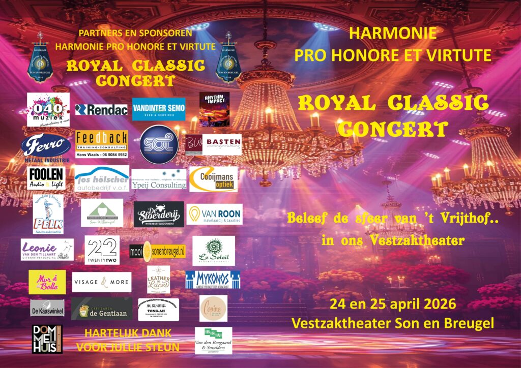 Programmaboekje Royal Classic Concert met de projectsponsoren